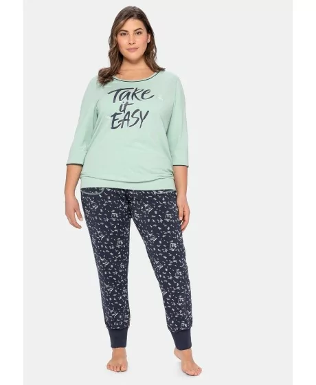 Sheego pidžama ar garām biksēm kontrastējošās krāsās