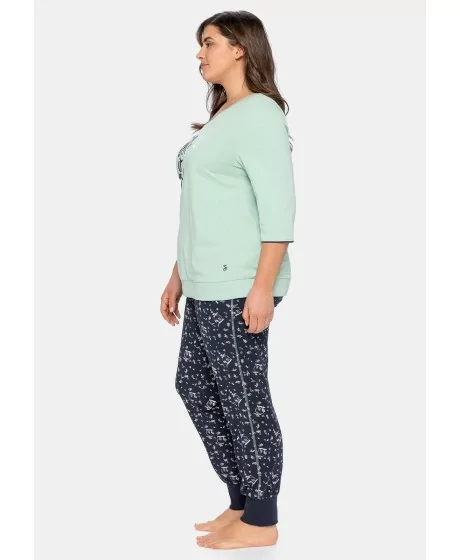 Sheego pidžama ar garām biksēm kontrastējošās krāsās