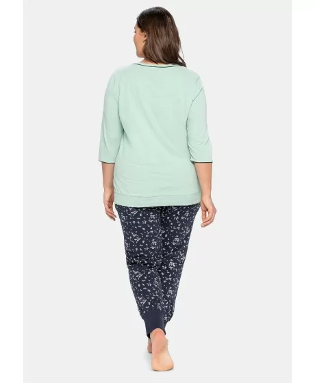 Sheego pidžama ar garām biksēm kontrastējošās krāsās