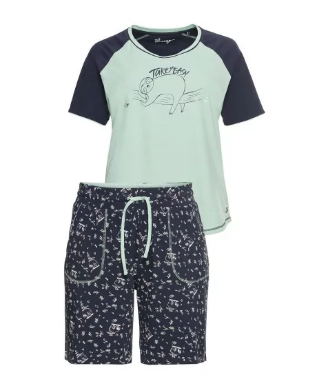 Sheego pidžama ar šortiem kontrastējošās krāsās