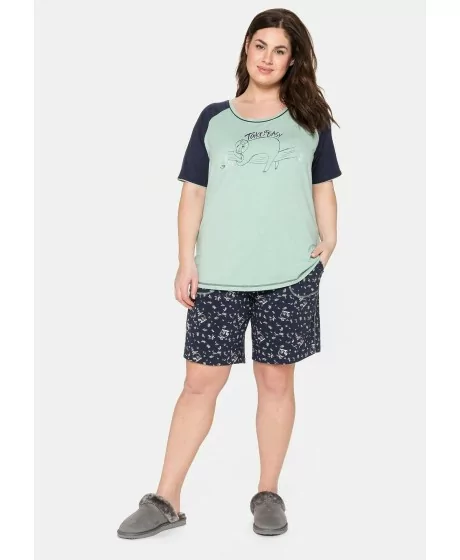 Sheego pidžama ar šortiem kontrastējošās krāsās