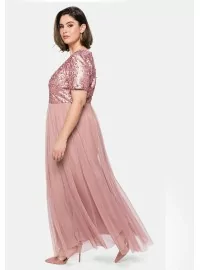 Sheego vakarkleita ar īsām piedurknēm