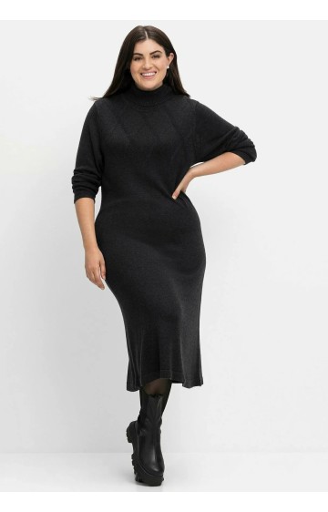 Sheego trikotāžas kleita ar kašmira audumu taisnā siluetā Sheego trikotāžas kleita ar kašmira audumu taisnā siluetā