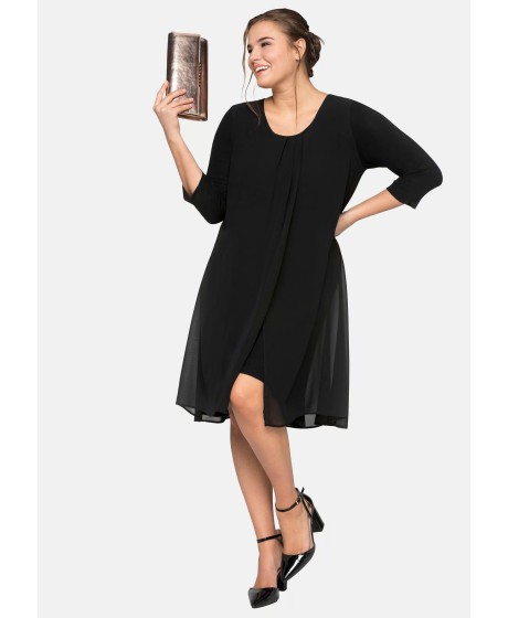 Sheego adīta kleita ar šifona augšējo slāni