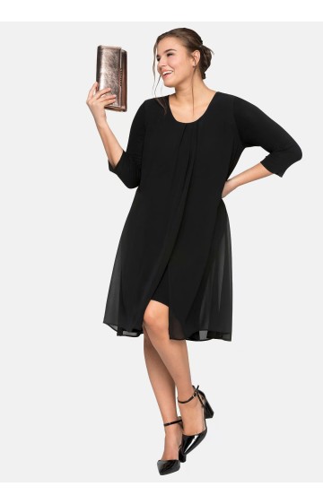 Sheego adīta kleita ar šifona augšējo slāni