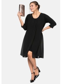 Sheego adīta kleita ar šifona augšējo slāni