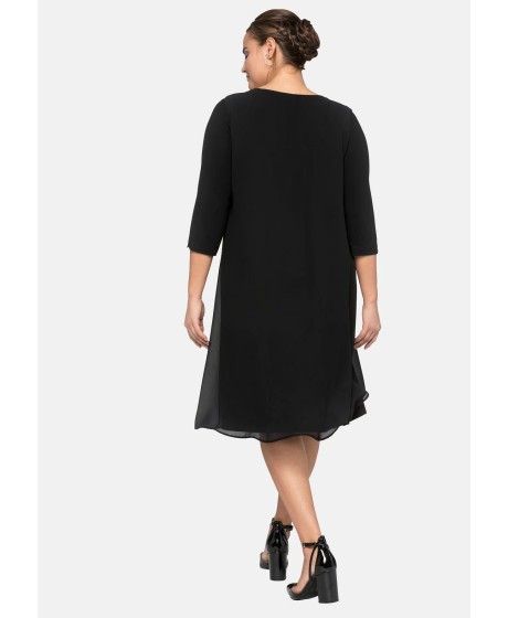 Sheego adīta kleita ar šifona augšējo slāni