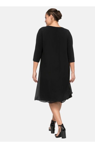 Sheego adīta kleita ar šifona augšējo slāni