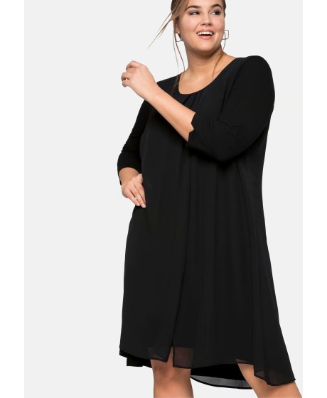 Sheego adīta kleita ar šifona augšējo slāni