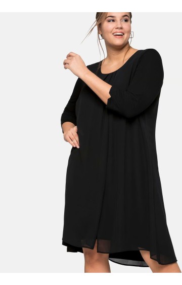 Sheego adīta kleita ar šifona augšējo slāni