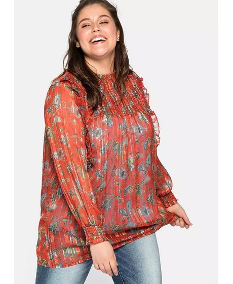 Sheego šifona tunika ar garām piedurknēm