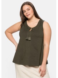 Trikotāžas blūze bez piedurknēm Sheego