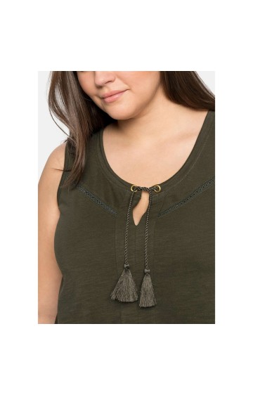 Trikotāžas blūze bez piedurknēm Sheego