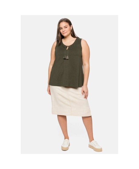 Trikotāžas blūze bez piedurknēm Sheego