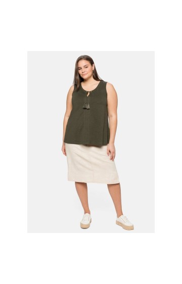 Trikotāžas blūze bez piedurknēm Sheego