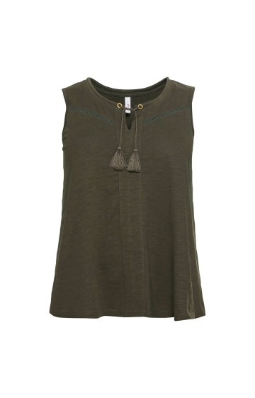 Trikotāžas blūze bez piedurknēm Sheego