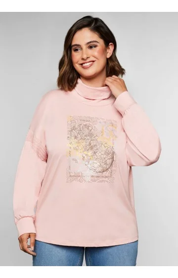 Sheego adīta blūze ar augstu apkakli