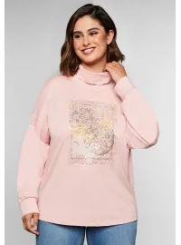 Sheego adīta blūze ar augstu apkakli