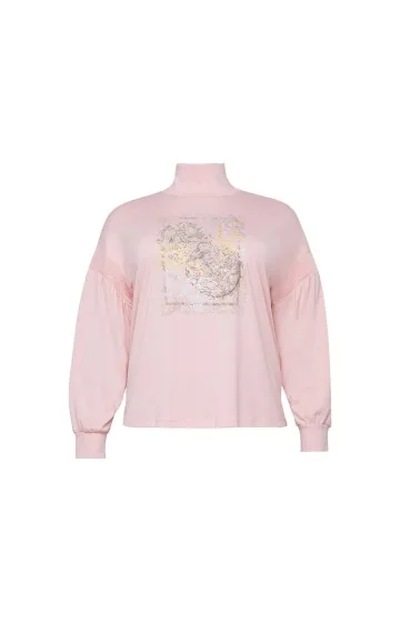 Sheego adīta blūze ar augstu apkakli