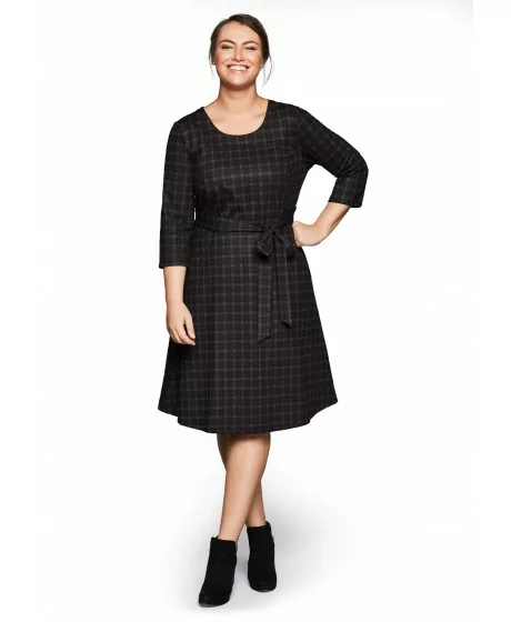 Sheego rūtaina kleita ar sānu kabatām