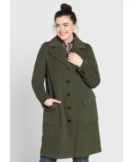 Klasisks Sheego mētelis ar V veida kaklu un atlokiem