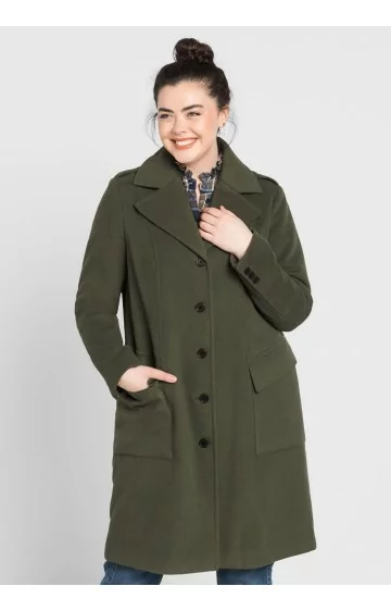 Klasisks Sheego mētelis ar V veida kaklu un atlokiem