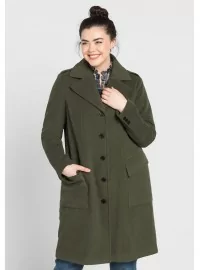 Klasisks Sheego mētelis ar V veida kaklu un atlokiem