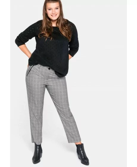 Kastētas melnas/baltas Sheego bikses