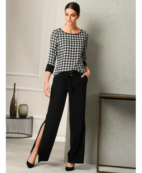 Garas, elegantas ALBA MODA bikses ar lieliem šķēlumiem