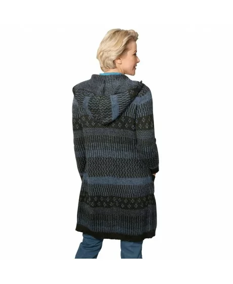 MONA žakarda adīts kardigāns ar kapuci un kabatām