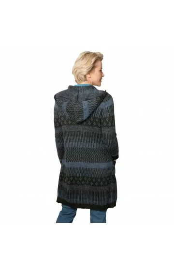 MONA žakarda adīts kardigāns ar kapuci un kabatām