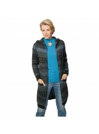 MONA žakarda adīts kardigāns ar kapuci un kabatām