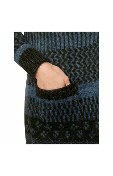 MONA žakarda adīts kardigāns ar kapuci un kabatām