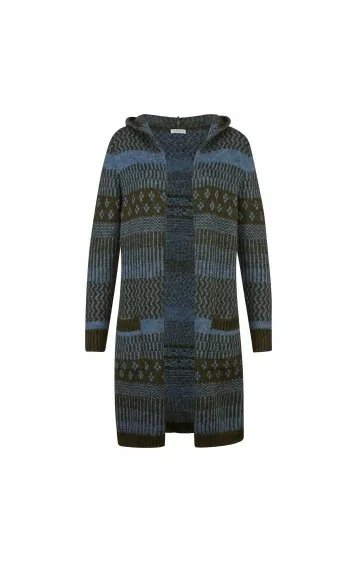 MONA žakarda adīts kardigāns ar kapuci un kabatām