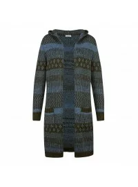 MONA žakarda adīts kardigāns ar kapuci un kabatām