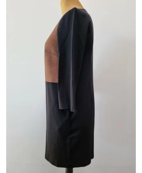 AMY VERMONT trikotāžas kleita ar kabatām un ādas imitācijas