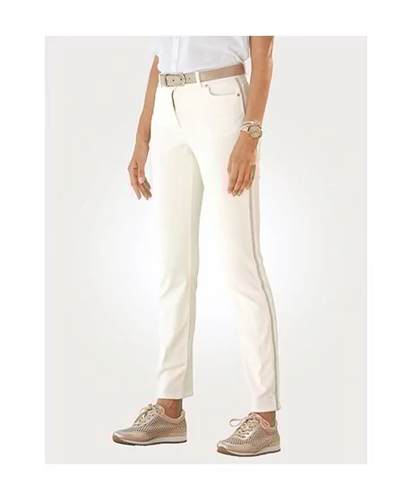 MONA bikses ar 5 kabatām un dekoratīvu svītru sānos