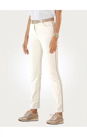 MONA bikses ar 5 kabatām un dekoratīvu svītru sānos