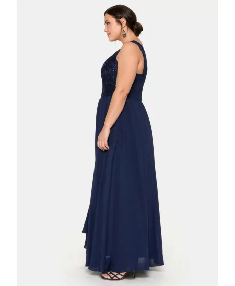 Sheego vakarkleita ar plandošiem svārkiem