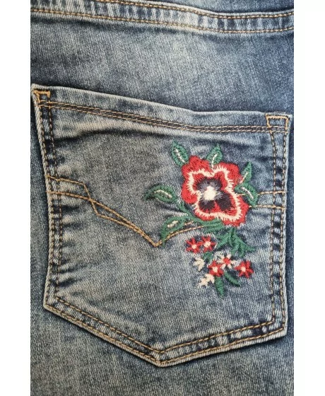 H.I.S. džinsi ar izšūtām kabatām un paaugstinātu vidukli