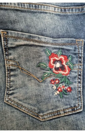 H.I.S. džinsi ar izšūtām kabatām un paaugstinātu vidukli