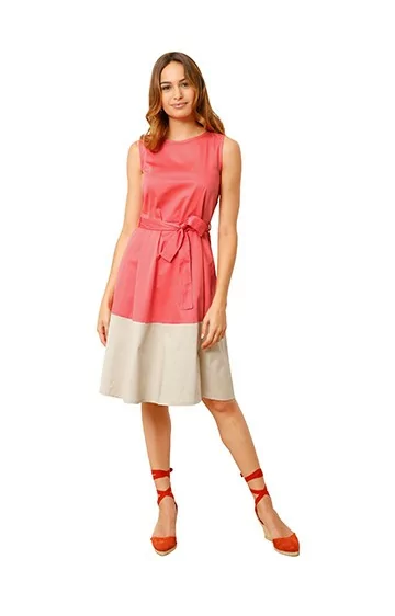 Divu toņu AMY VERMONT kokvilnas kleita