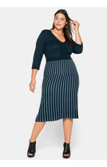 Plono mezgimo Sheego medvilnės suknelė 2352 Plono mezgimo Sheego medvilnės suknelė 2352