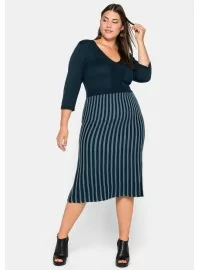 Plono mezgimo Sheego medvilnės suknelė 2352 Plono mezgimo Sheego medvilnės suknelė 2352